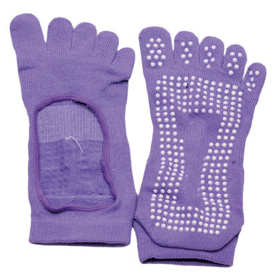 Il cotone ha tricottato l'anti yoga di slittamento colpisce con forza il punto 5 Toe Yoga Grip Socks della ginnastica